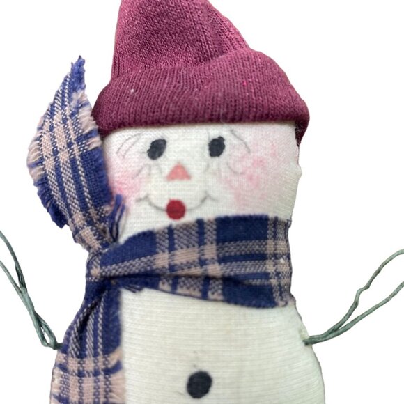 Snowman Christmas Ornament Vintage Handmade with Hat and Scarf 4 in u - Picture 2 of 3